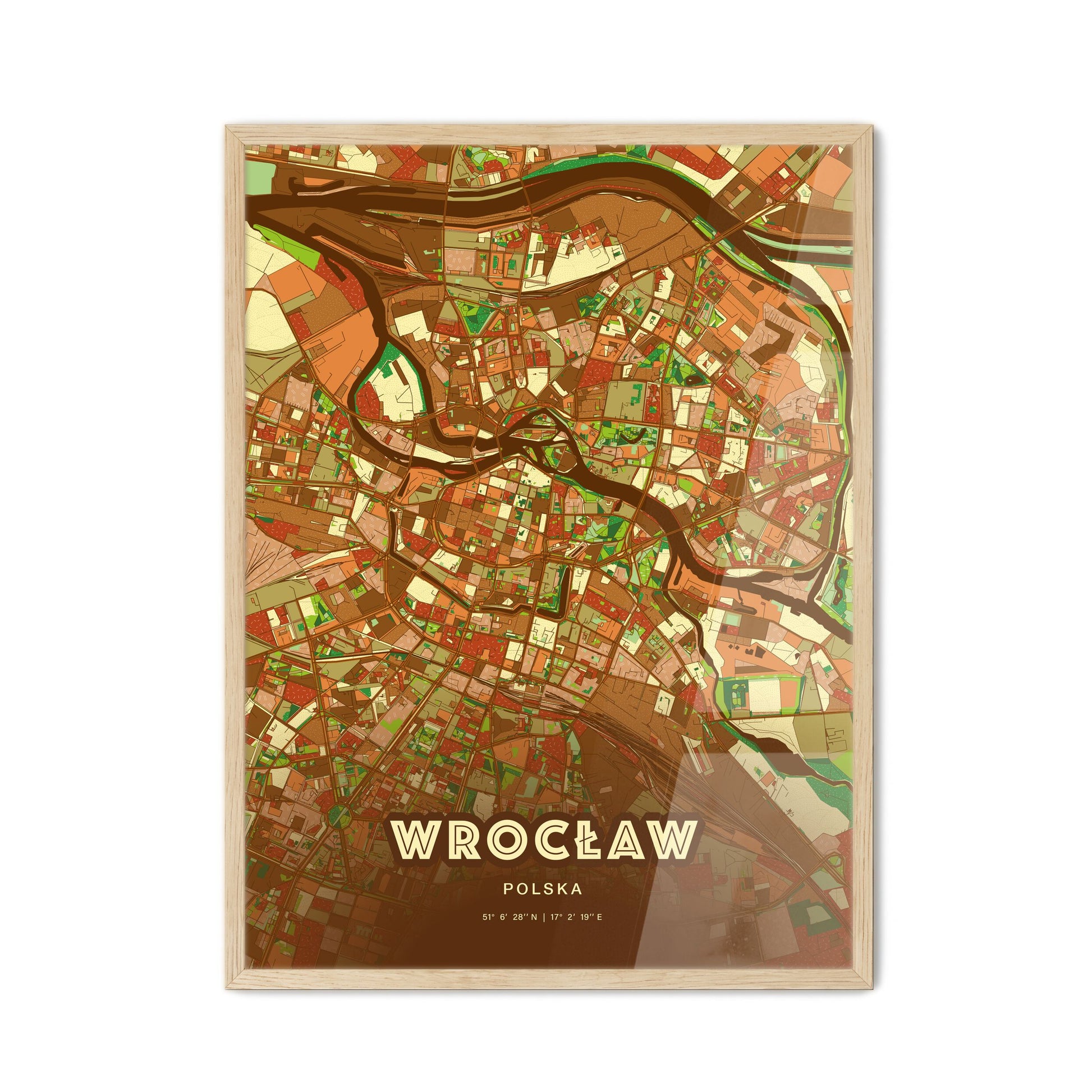 Colorful WROCŁAW POLAND Fine Art Map Farmhouse