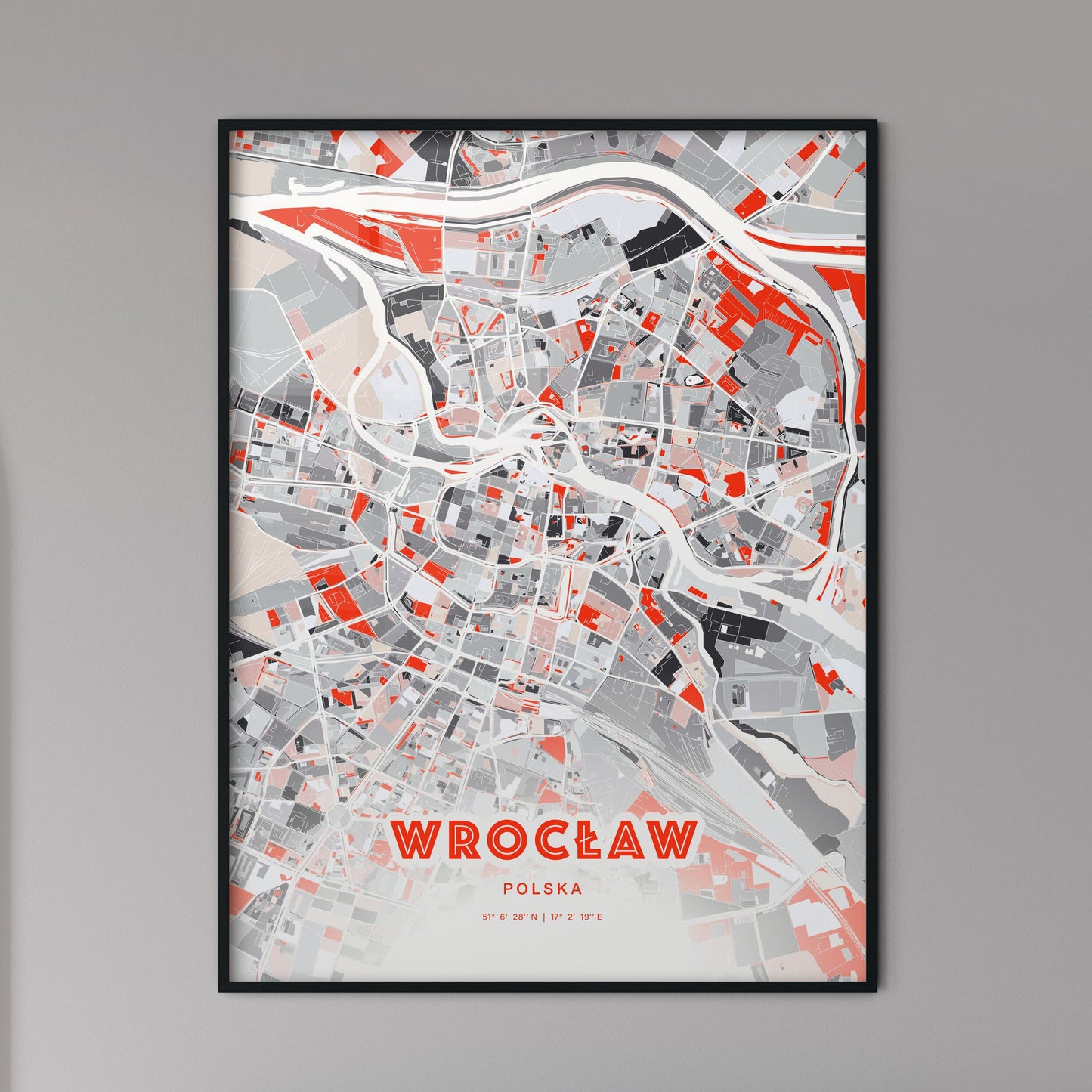 Colorful WROCŁAW POLAND Fine Art Map Modern