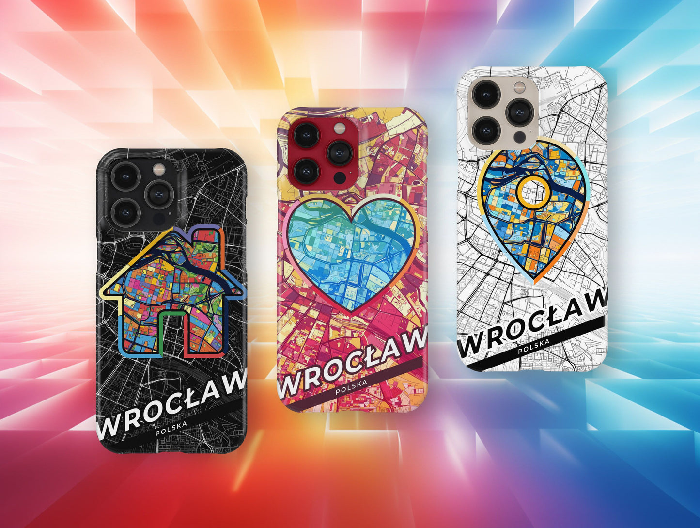 Wrocław Poland slim phone case with colorful icon