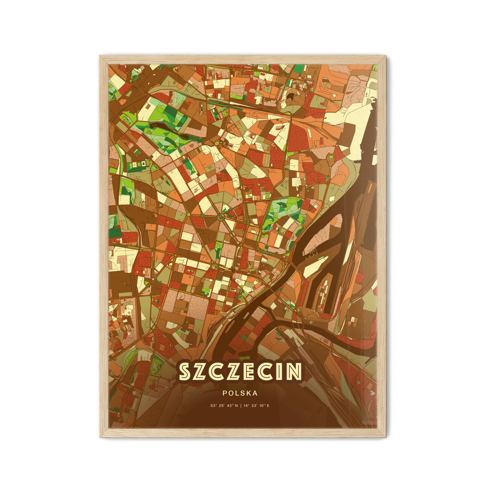 Colorful SZCZECIN POLAND Fine Art Map Farmhouse