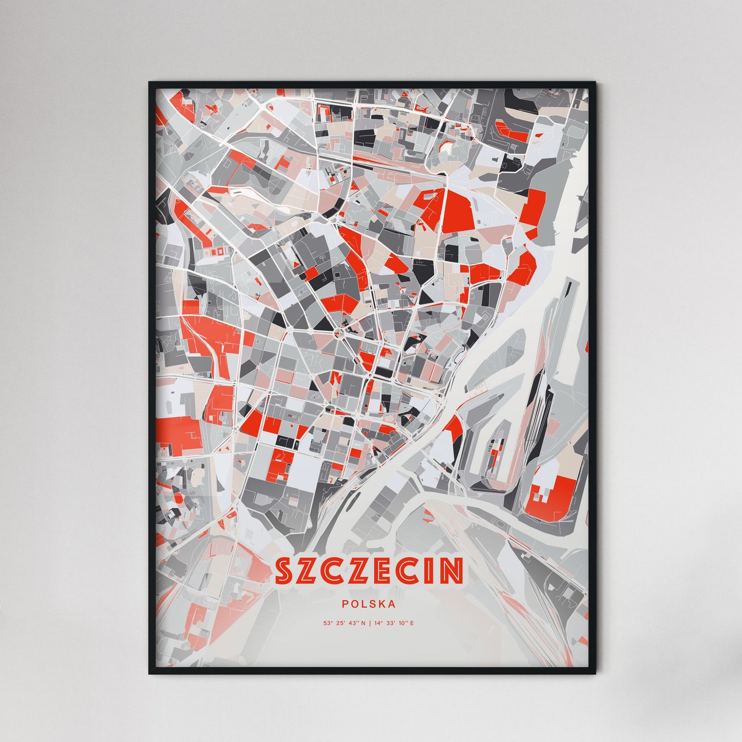 Colorful SZCZECIN POLAND Fine Art Map Modern