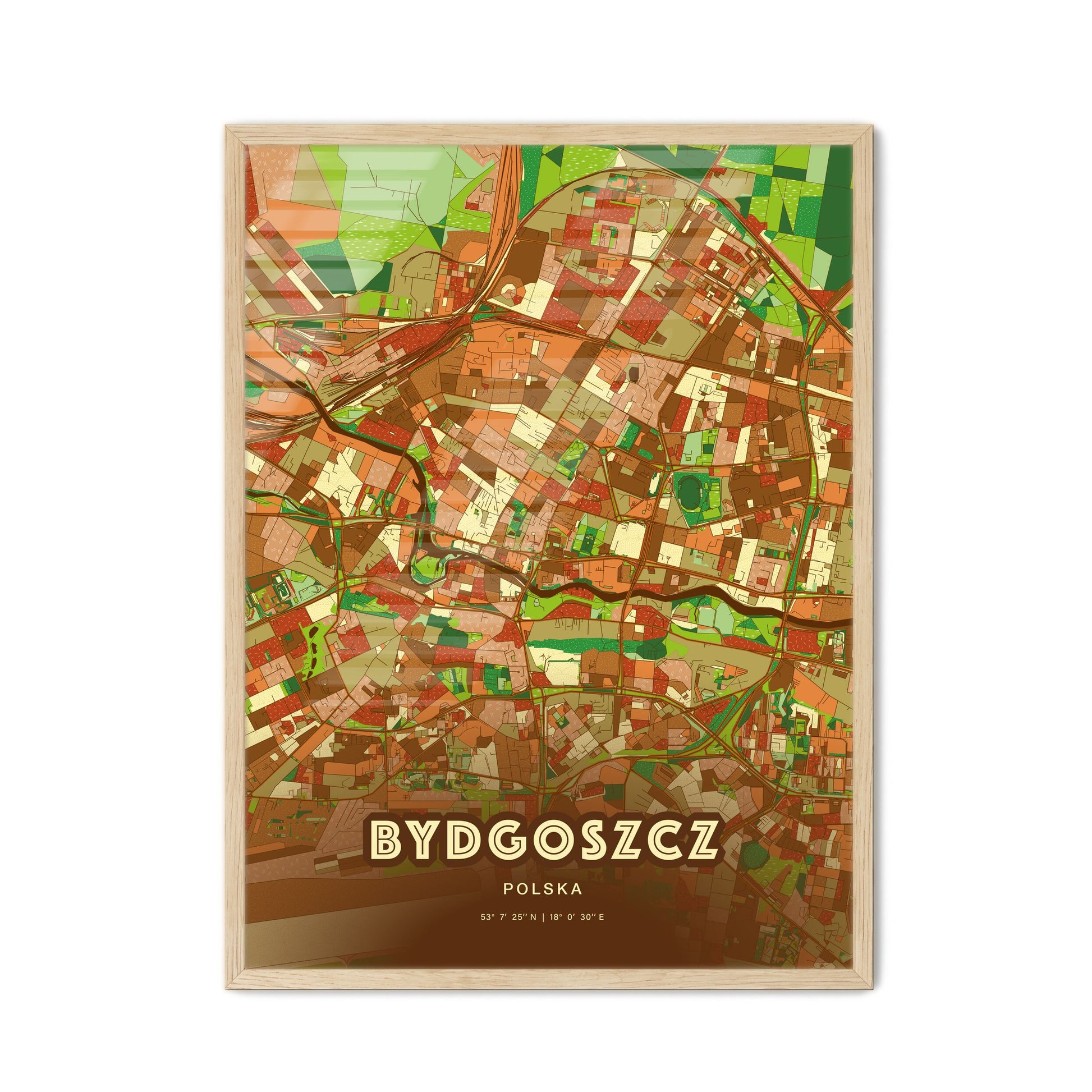 Colorful BYDGOSZCZ POLAND Fine Art Map Farmhouse