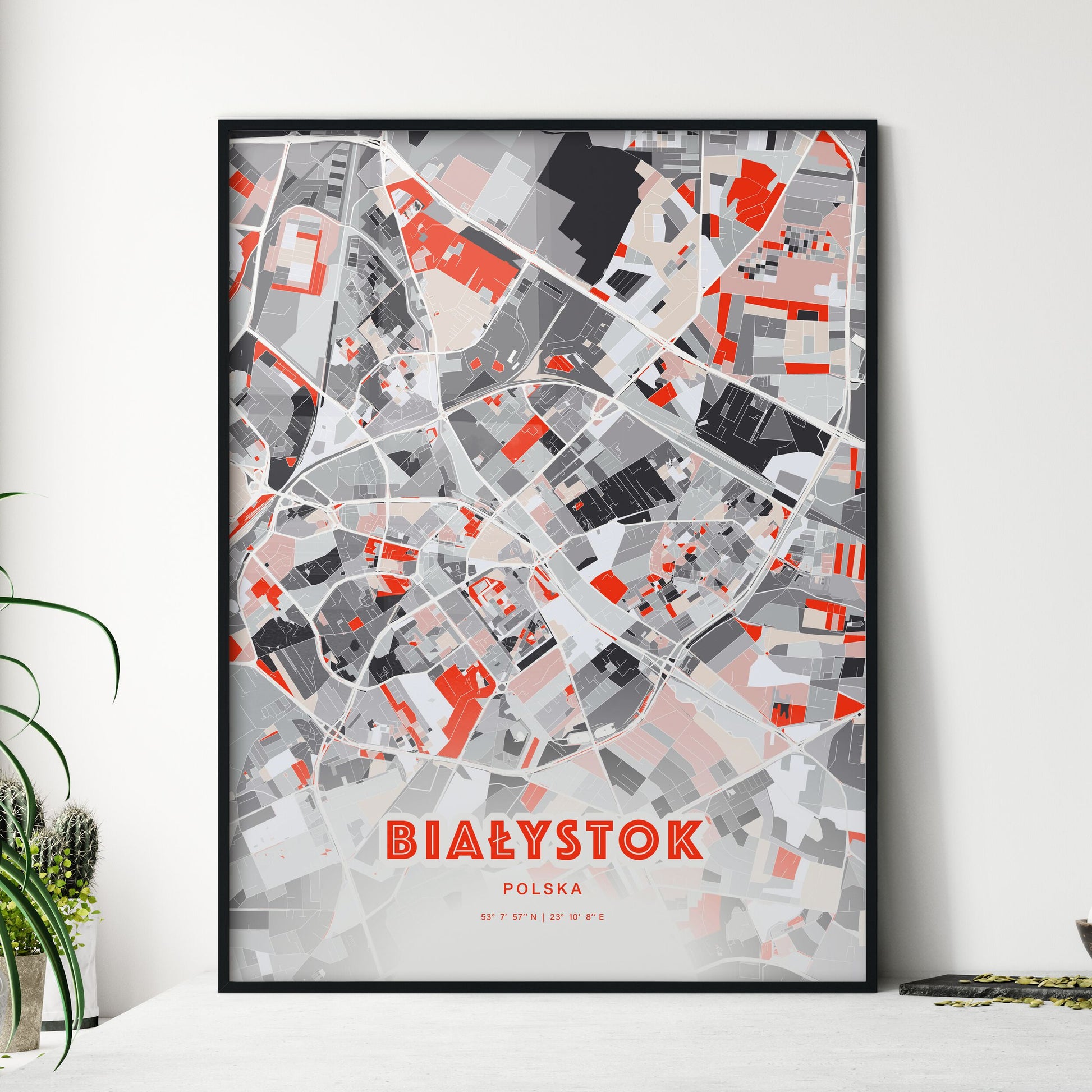 Colorful BIAŁYSTOK POLAND Fine Art Map Modern