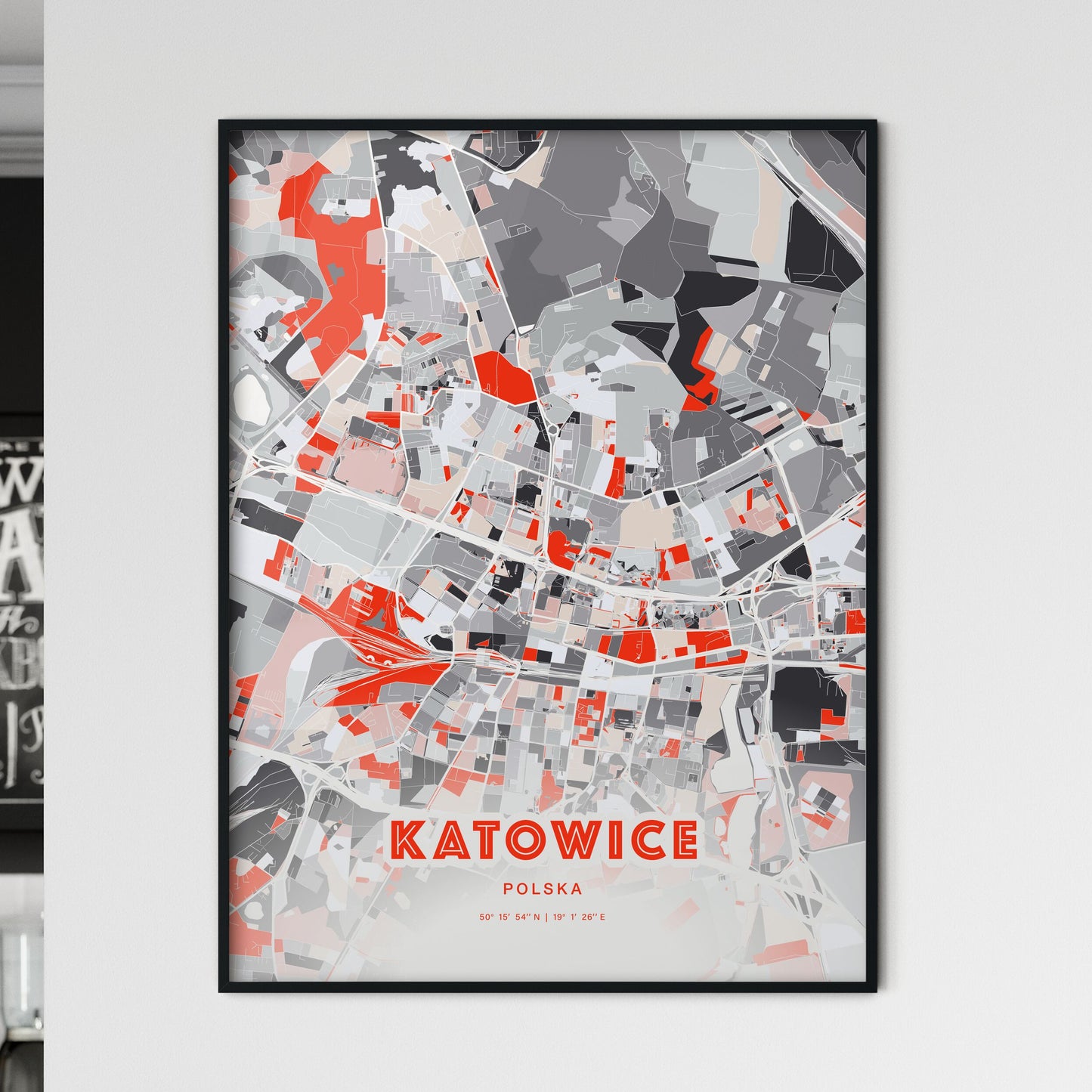 Colorful KATOWICE POLAND Fine Art Map Modern