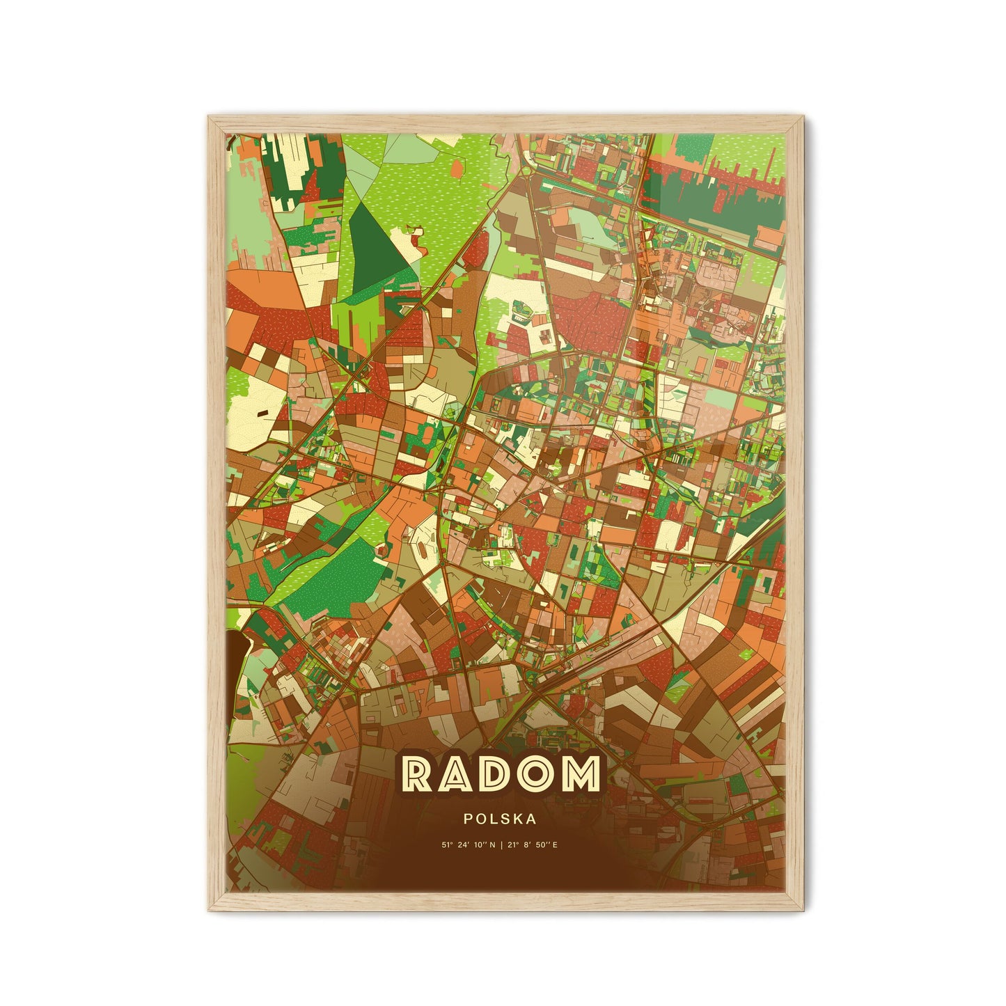 Colorful RADOM POLAND Fine Art Map Farmhouse