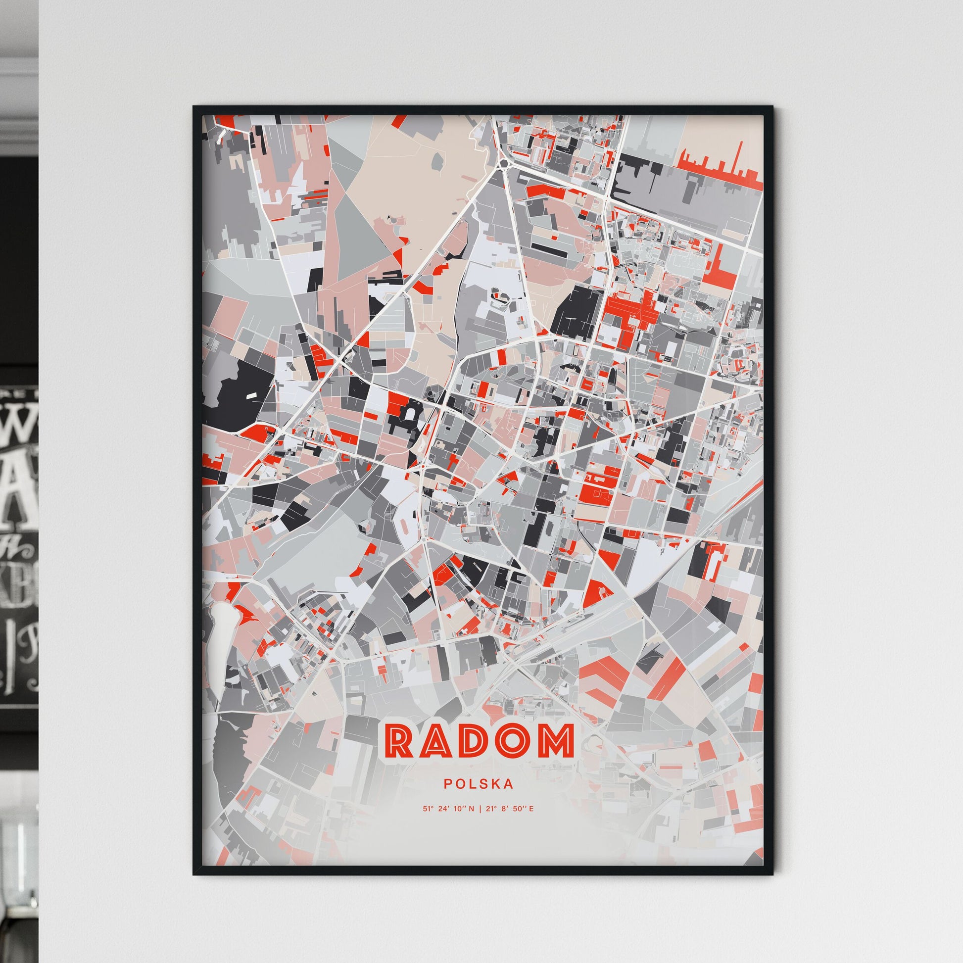 Colorful RADOM POLAND Fine Art Map Modern