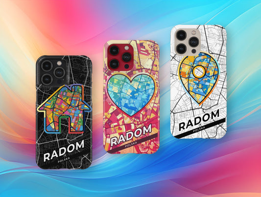 Radom Poland slim phone case with colorful icon. Birthday, wedding or housewarming gift. Couple match cases.
