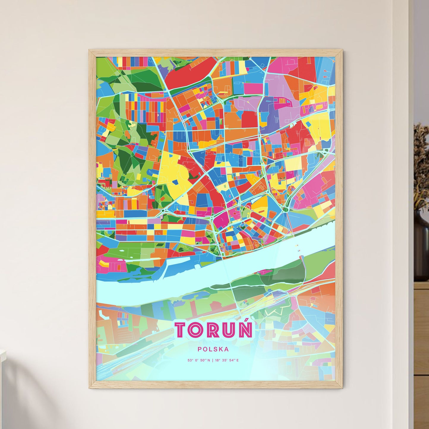 Colorful TORUŃ POLAND Fine Art Map Crazy Colors