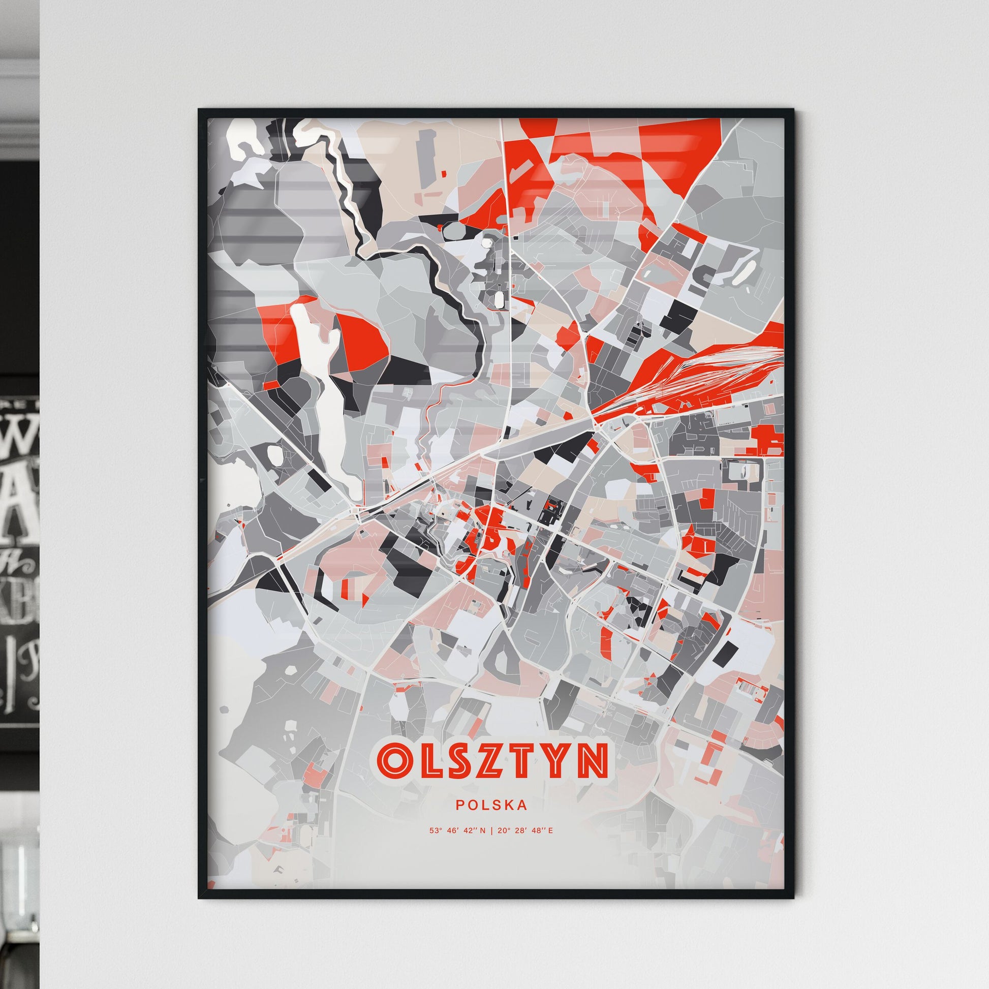 Colorful OLSZTYN POLAND Fine Art Map Modern