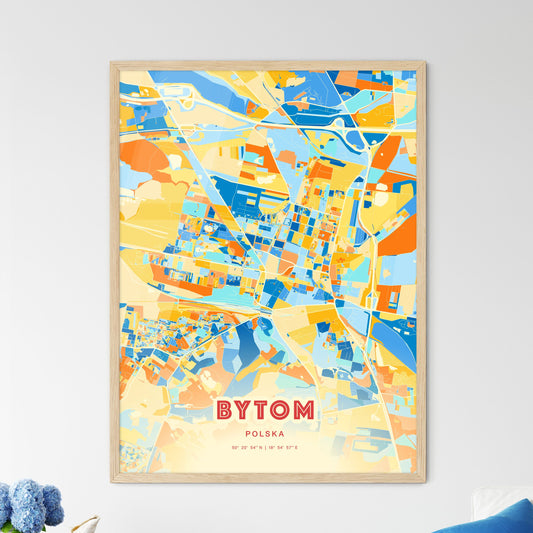 Colorful BYTOM POLAND Fine Art Map Blue Orange