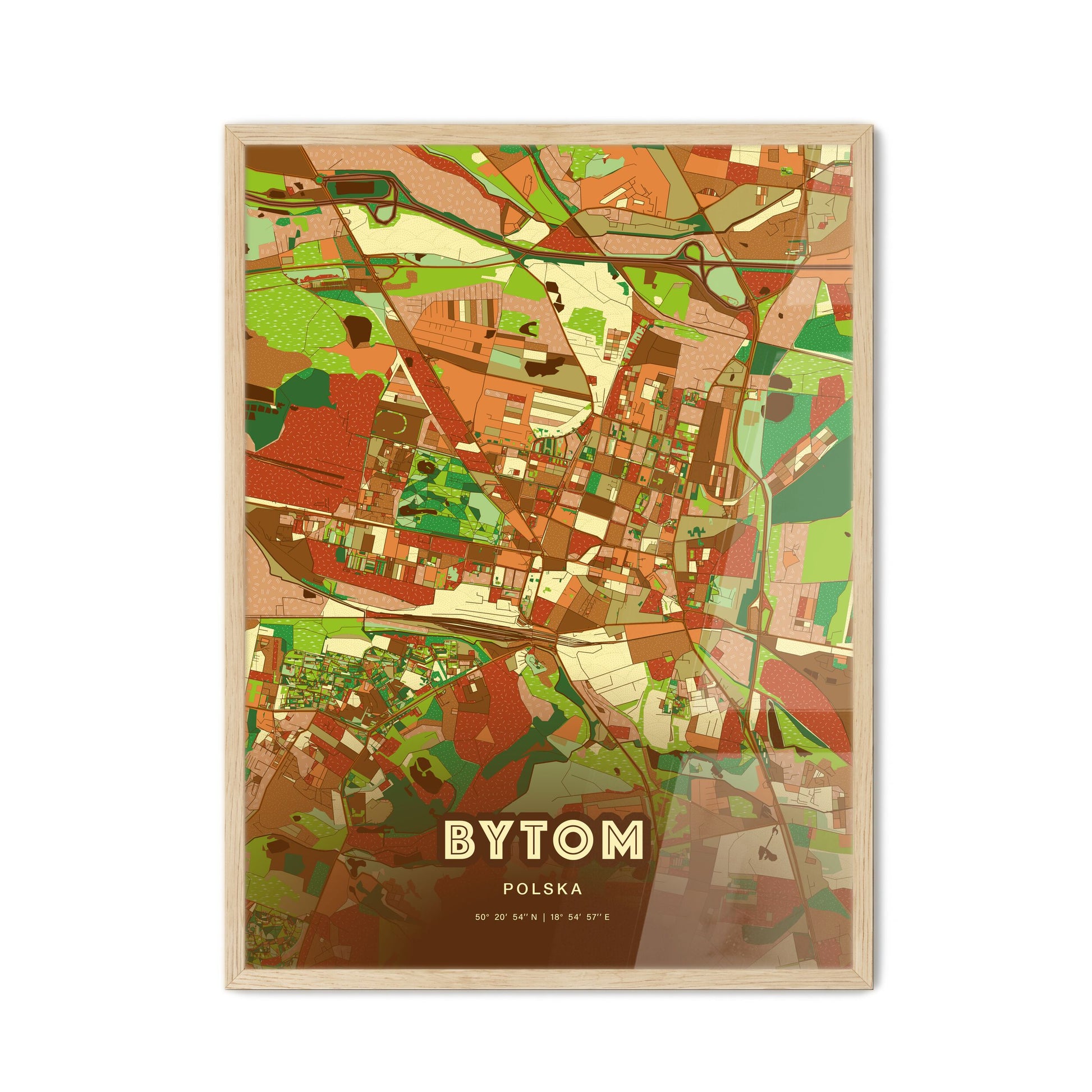 Colorful BYTOM POLAND Fine Art Map Farmhouse