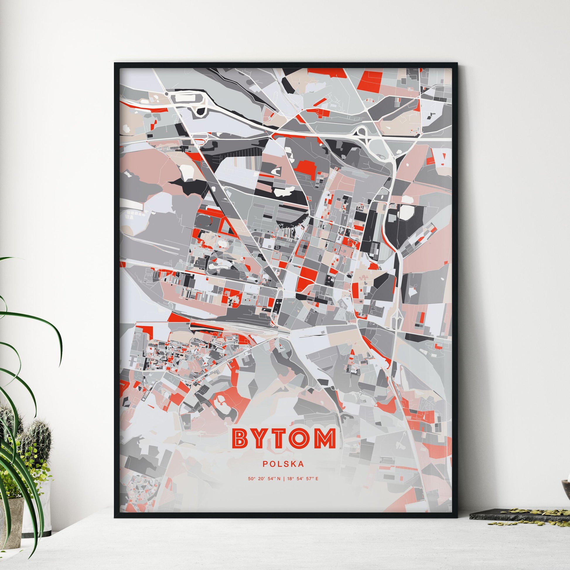 Colorful BYTOM POLAND Fine Art Map Modern