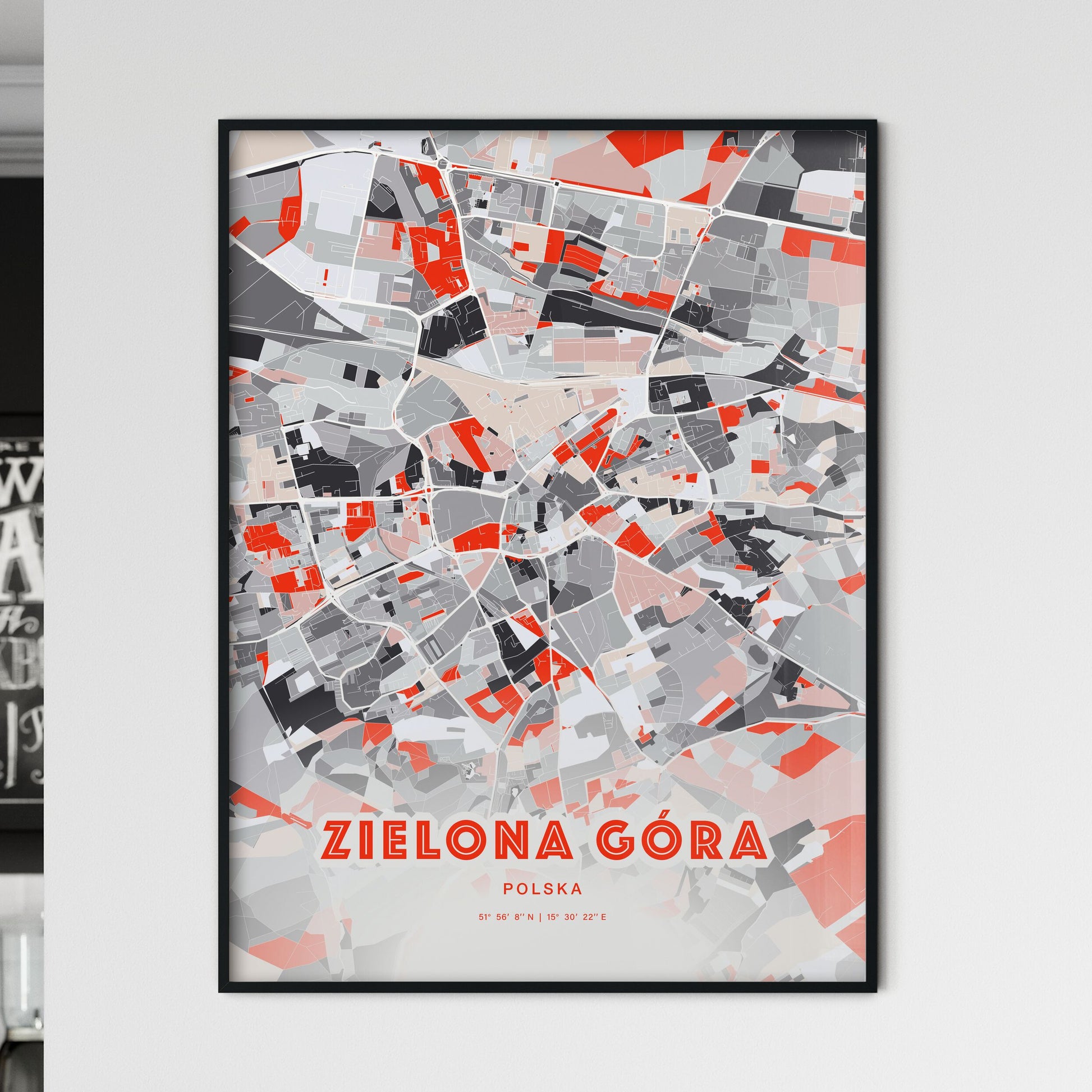 Colorful ZIELONA GÓRA POLAND Fine Art Map Modern