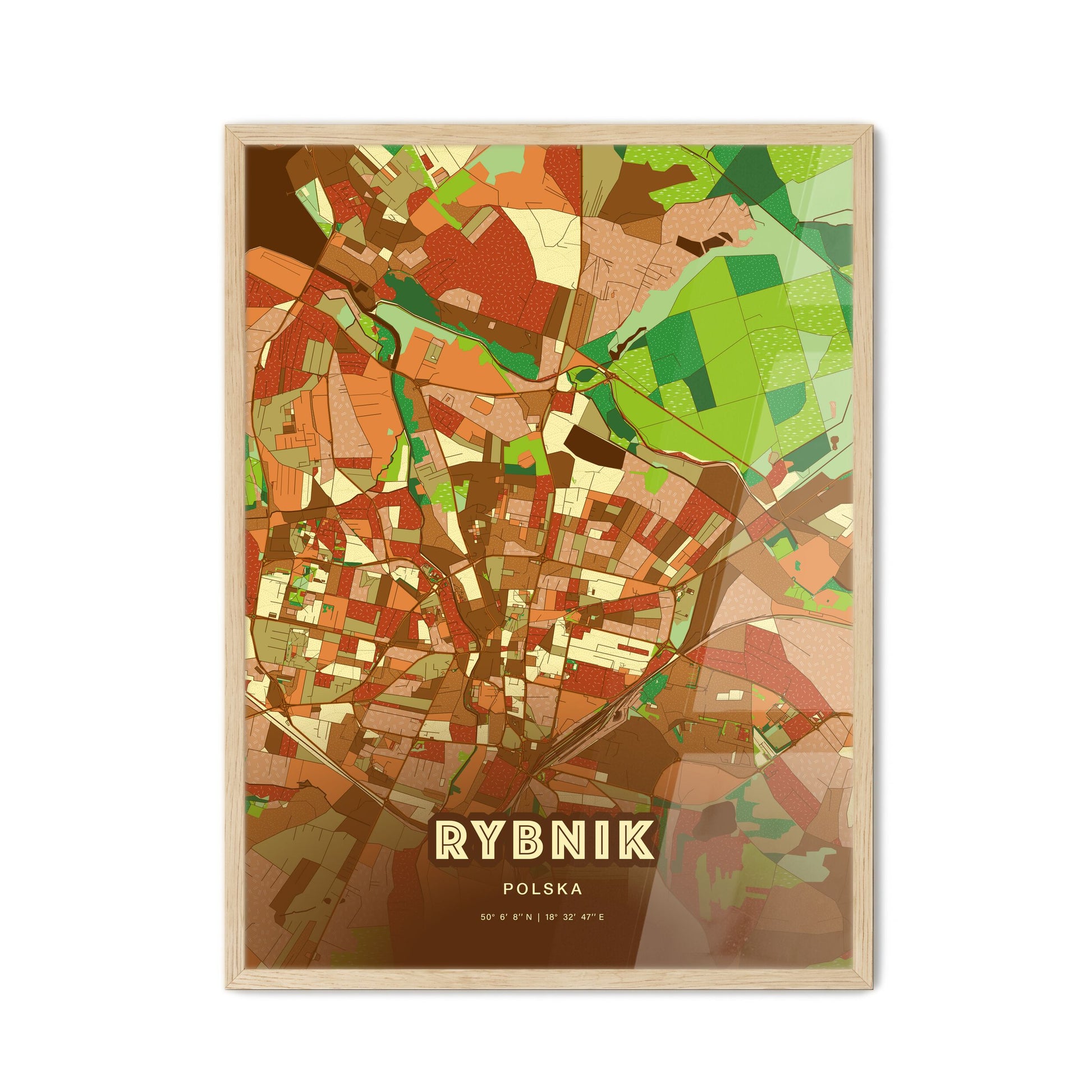 Colorful RYBNIK POLAND Fine Art Map Farmhouse