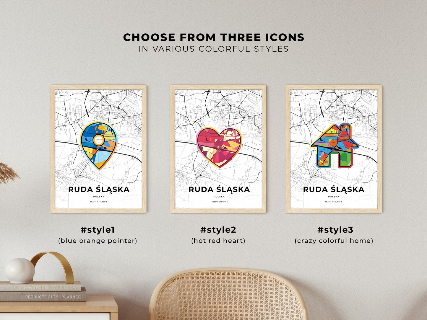 Ruda Śląska Poland maps with colorful icons