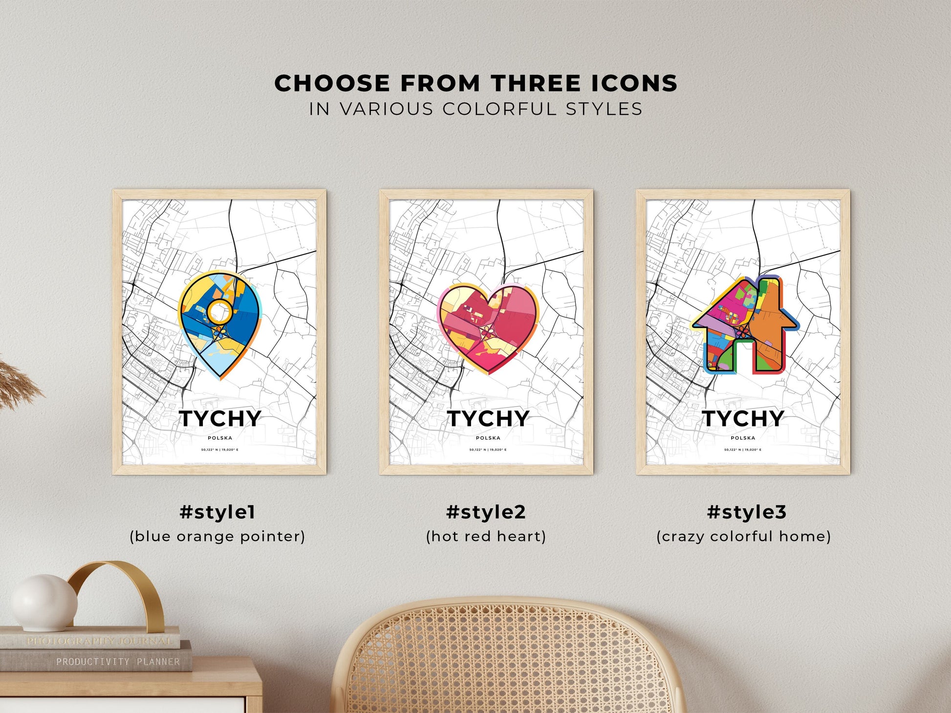Tychy Poland maps with colorful icons
