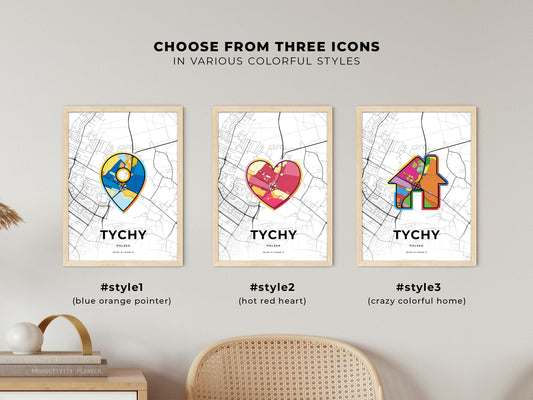 Tychy Poland maps with colorful icons