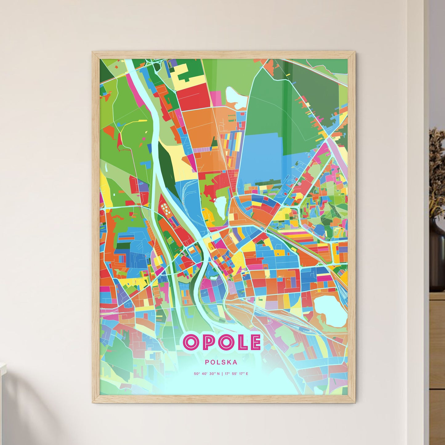 Colorful OPOLE POLAND Fine Art Map Crazy Colors