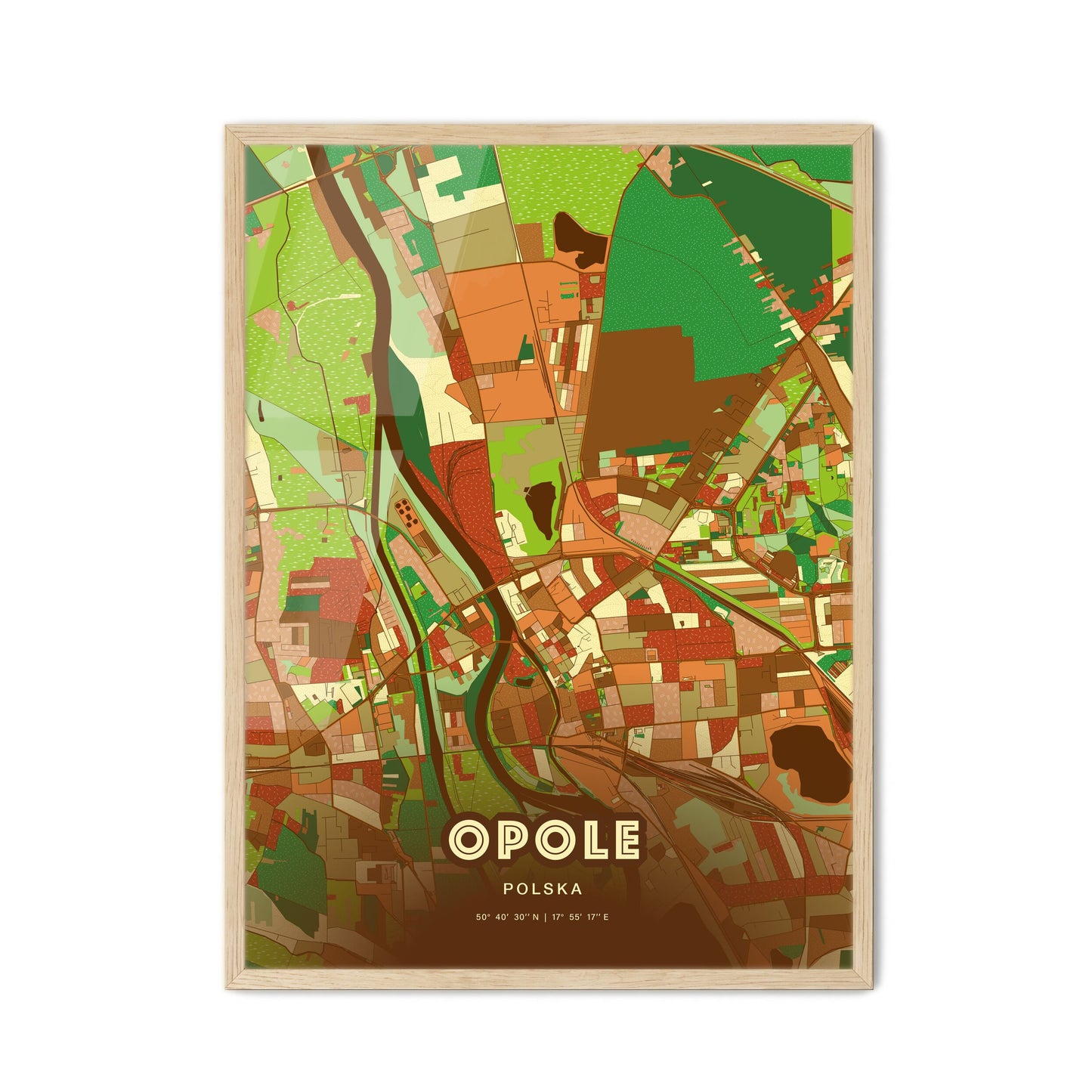 Colorful OPOLE POLAND Fine Art Map Farmhouse