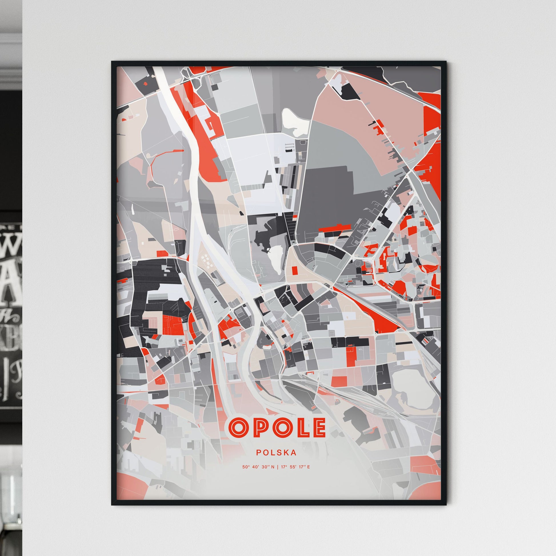 Colorful OPOLE POLAND Fine Art Map Modern