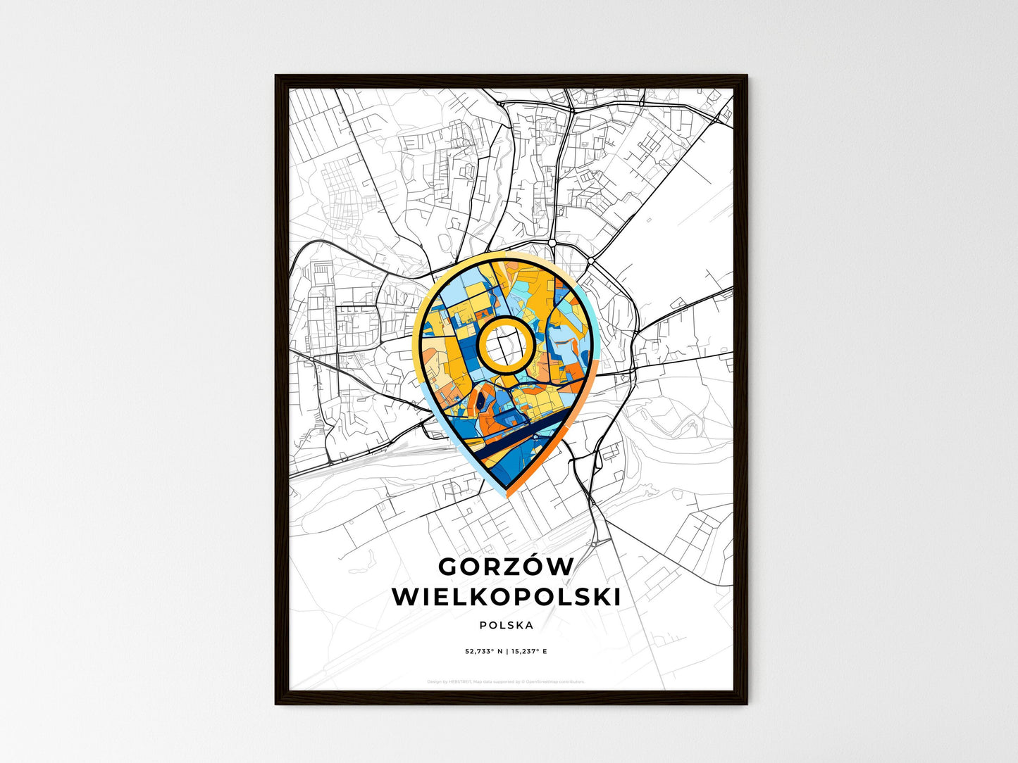 Gorzów Wielkopolski Poland wedding art map with pointer icon