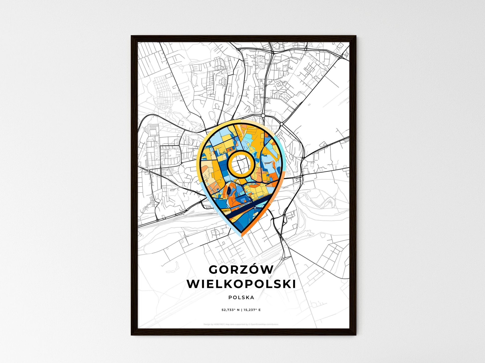 Gorzów Wielkopolski Poland wedding art map with pointer icon