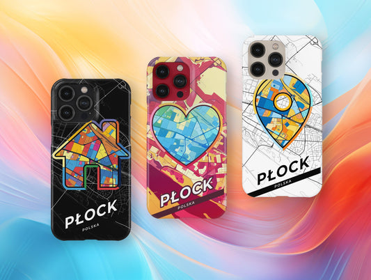 Płock Poland slim phone case with colorful icon. Birthday, wedding or housewarming gift. Couple match cases.