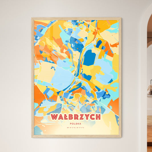 Colorful WAŁBRZYCH POLAND Fine Art Map Blue Orange