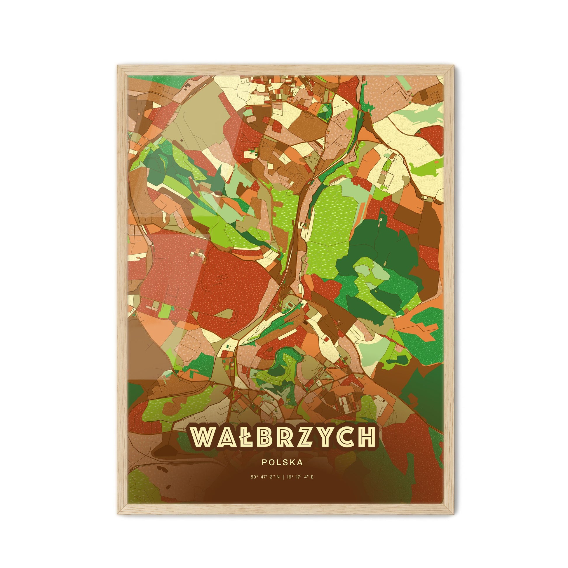 Colorful WAŁBRZYCH POLAND Fine Art Map Farmhouse