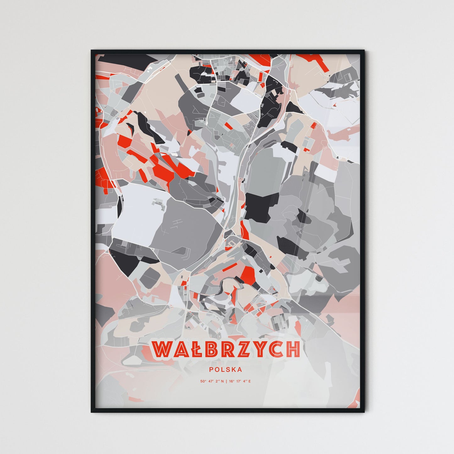 Colorful WAŁBRZYCH POLAND Fine Art Map Modern