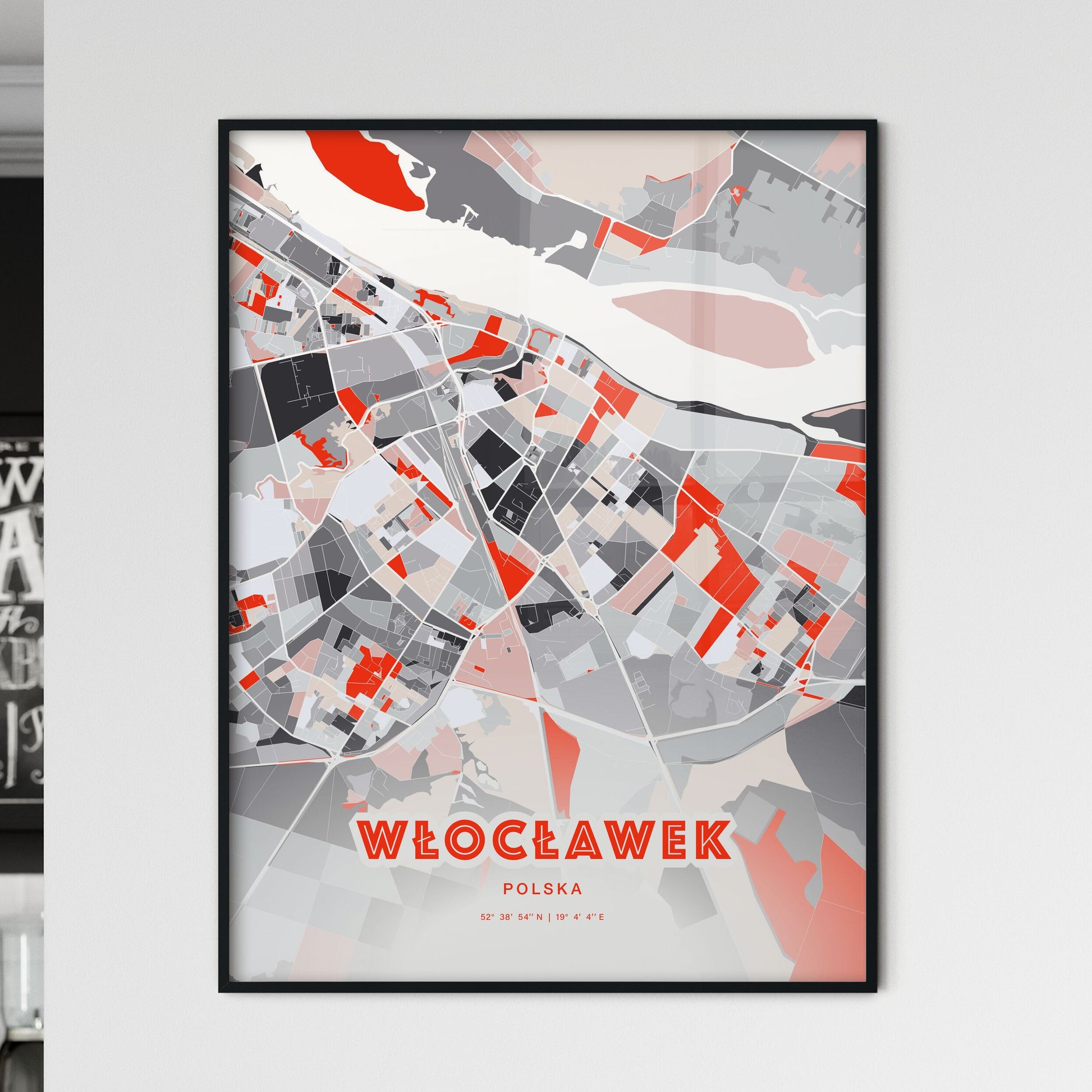 Colorful WŁOCŁAWEK POLAND Fine Art Map Modern