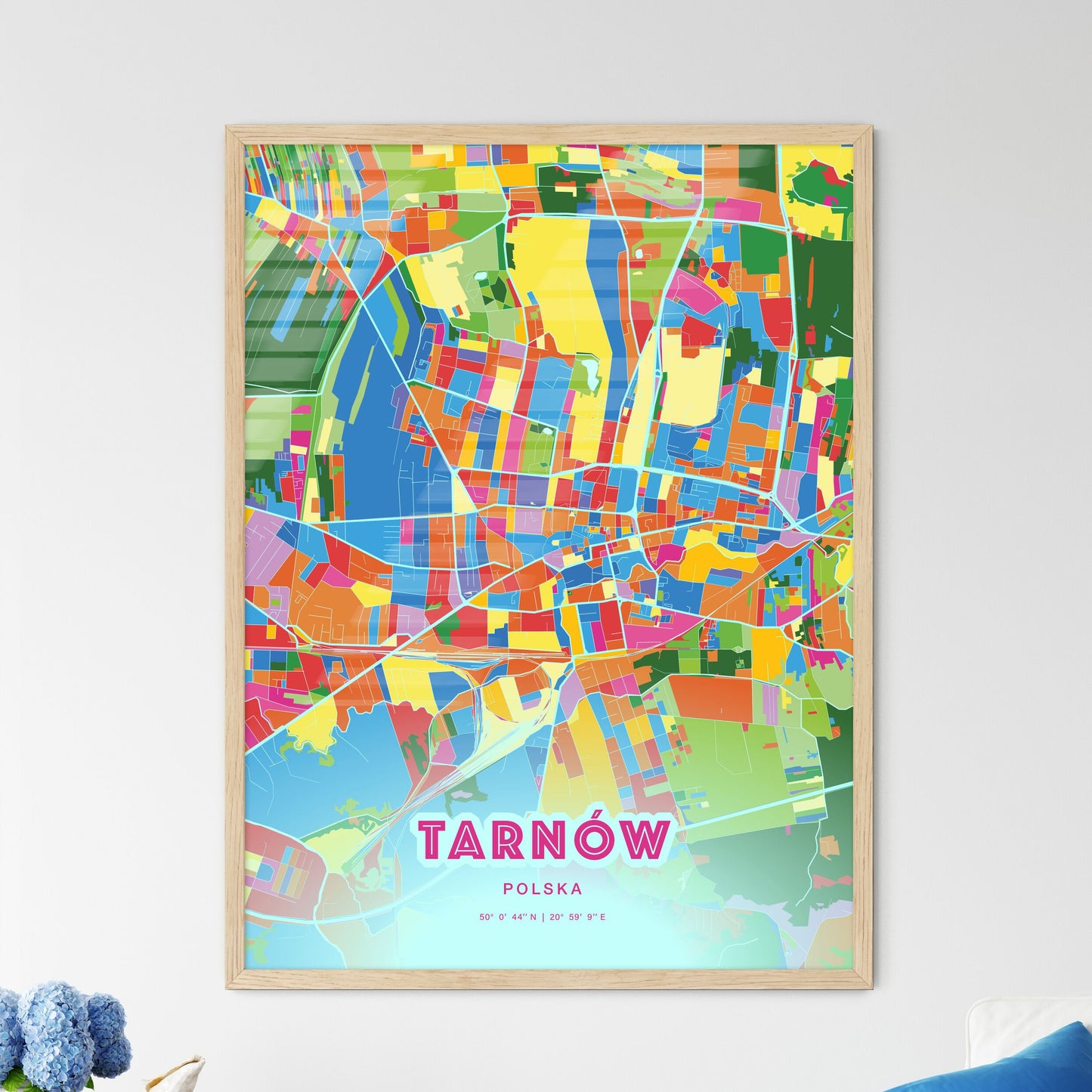 Colorful TARNÓW POLAND Fine Art Map Crazy Colors
