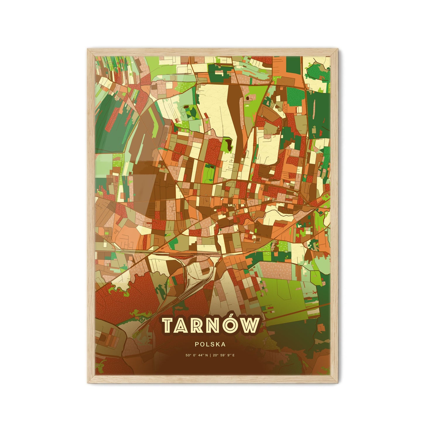 Colorful TARNÓW POLAND Fine Art Map Farmhouse