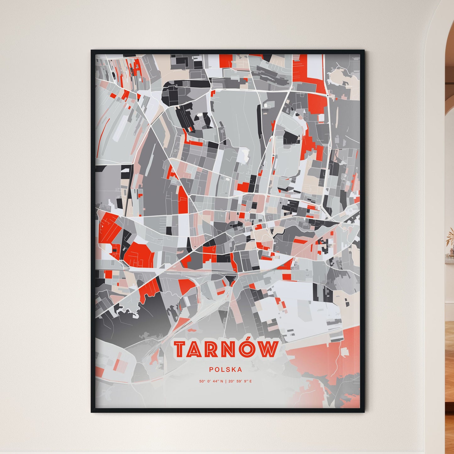 Colorful TARNÓW POLAND Fine Art Map Modern