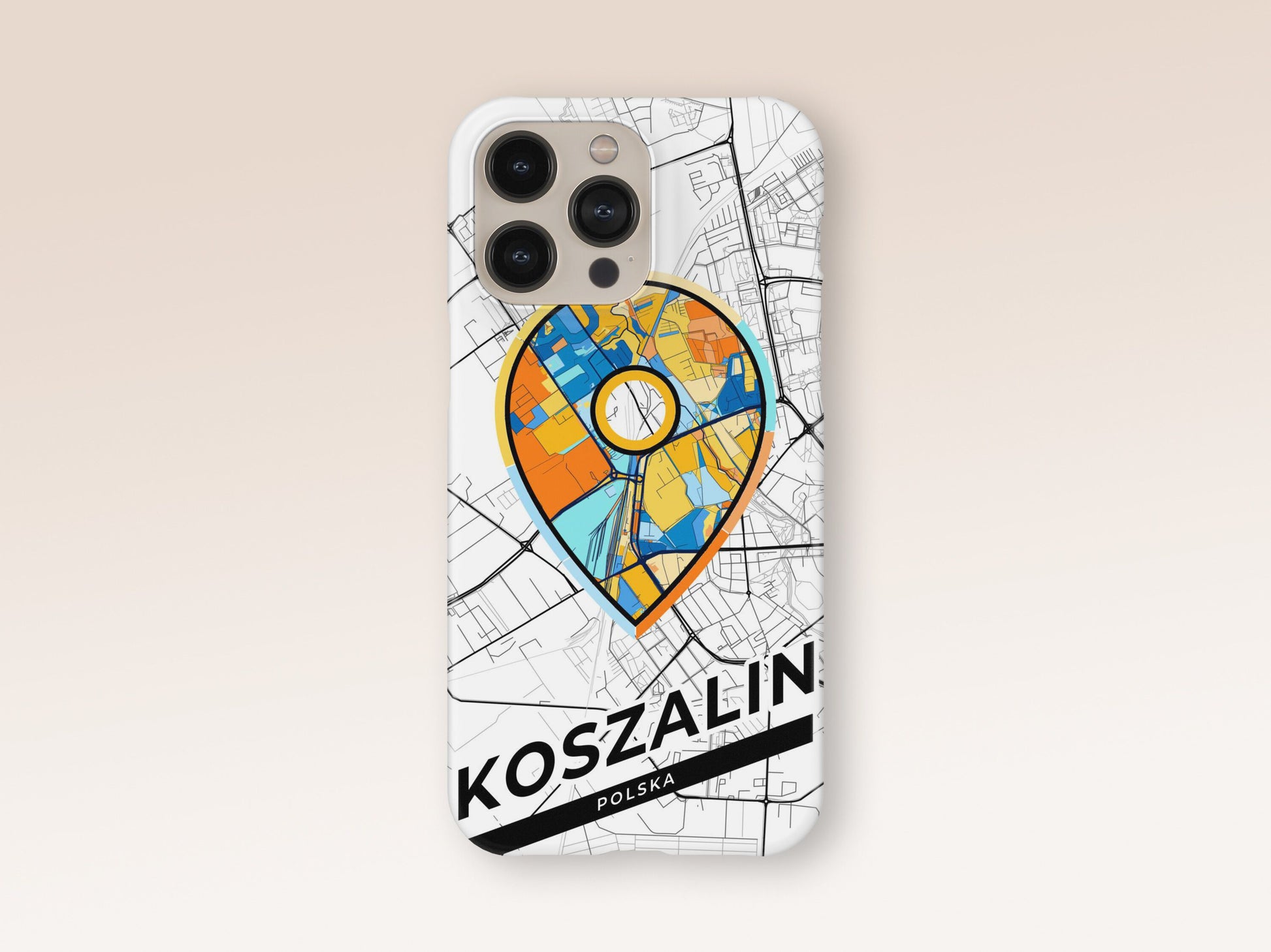 Koszalin Poland slim phone case with colorful icon. Birthday, wedding or housewarming gift. Couple match cases. 1