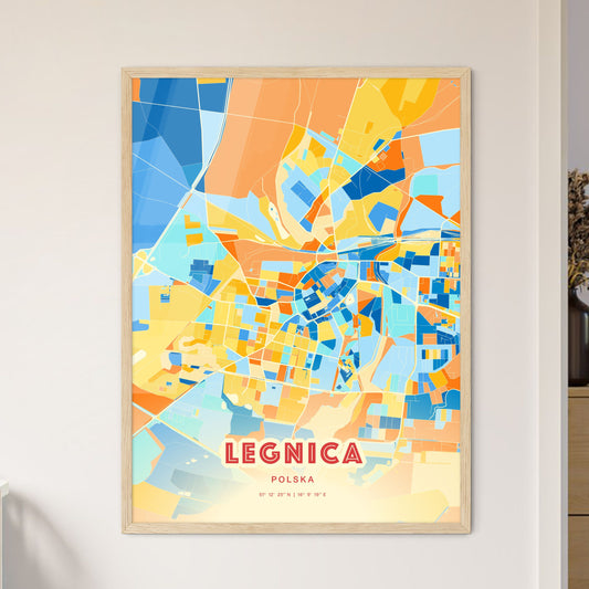 Colorful LEGNICA POLAND Fine Art Map Blue Orange