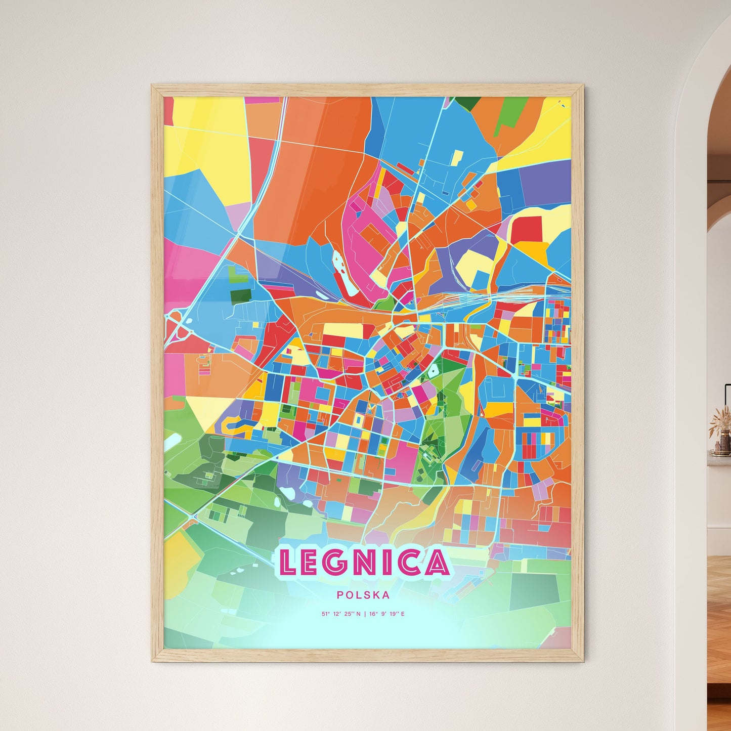 Colorful LEGNICA POLAND Fine Art Map Crazy Colors