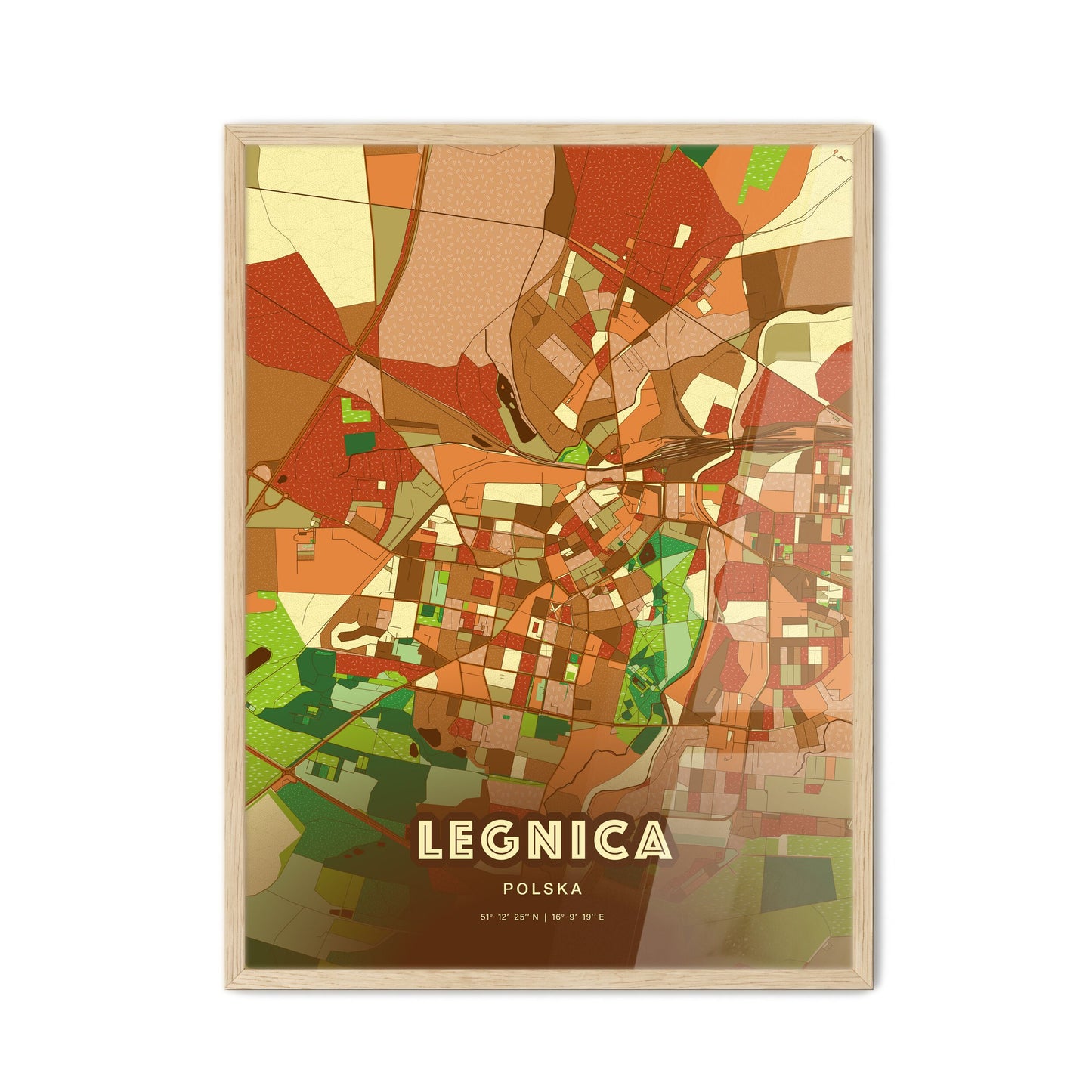 Colorful LEGNICA POLAND Fine Art Map Farmhouse