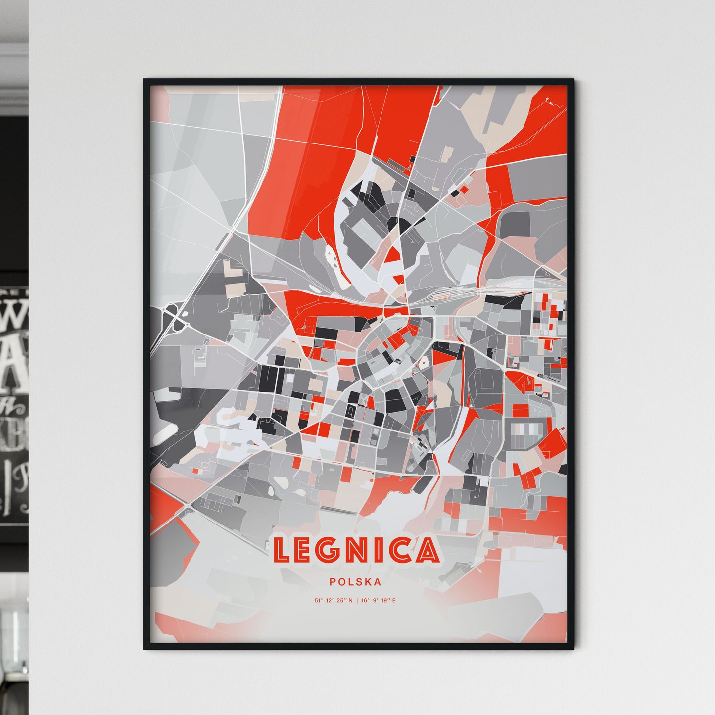 Colorful LEGNICA POLAND Fine Art Map Modern