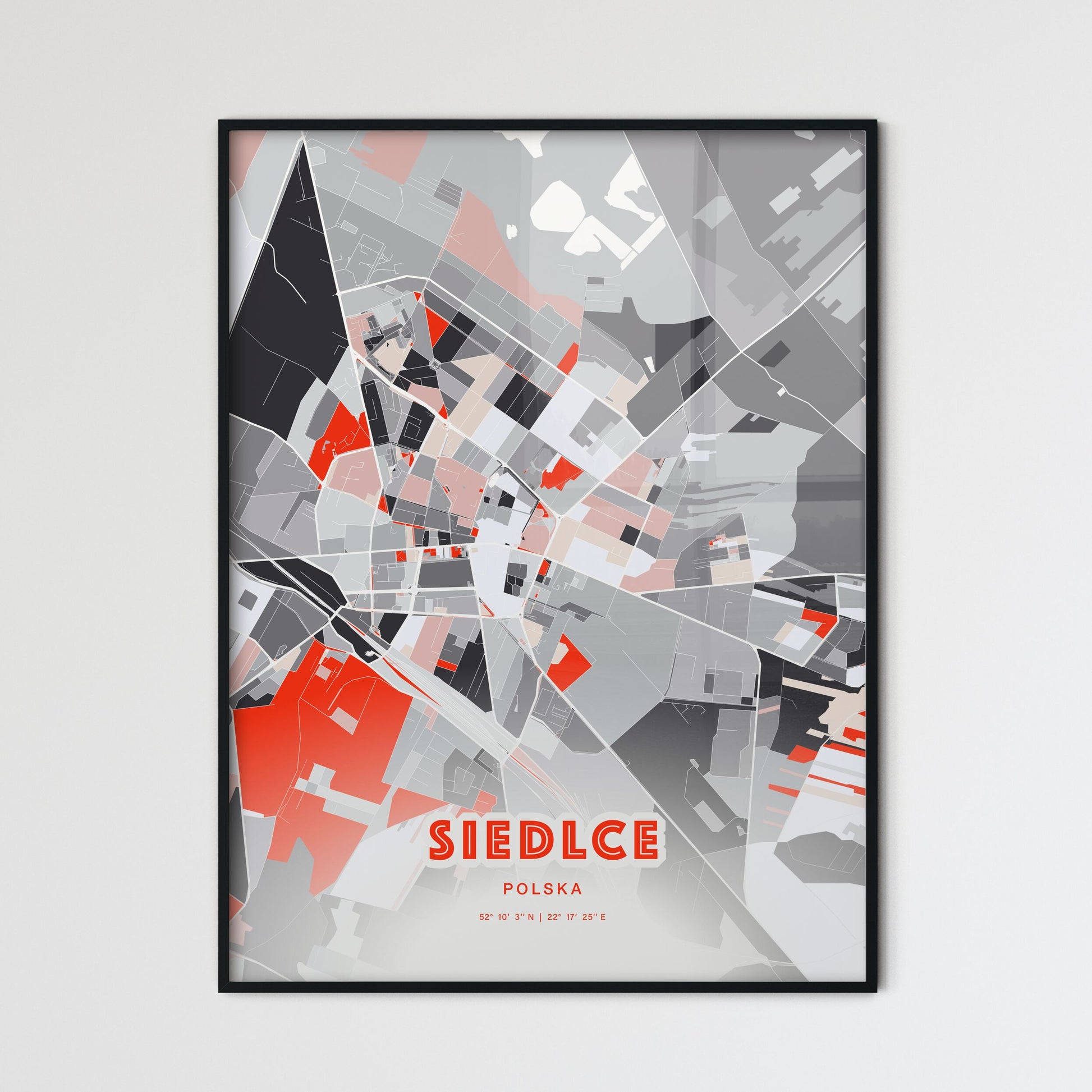 Colorful SIEDLCE POLAND Fine Art Map Modern