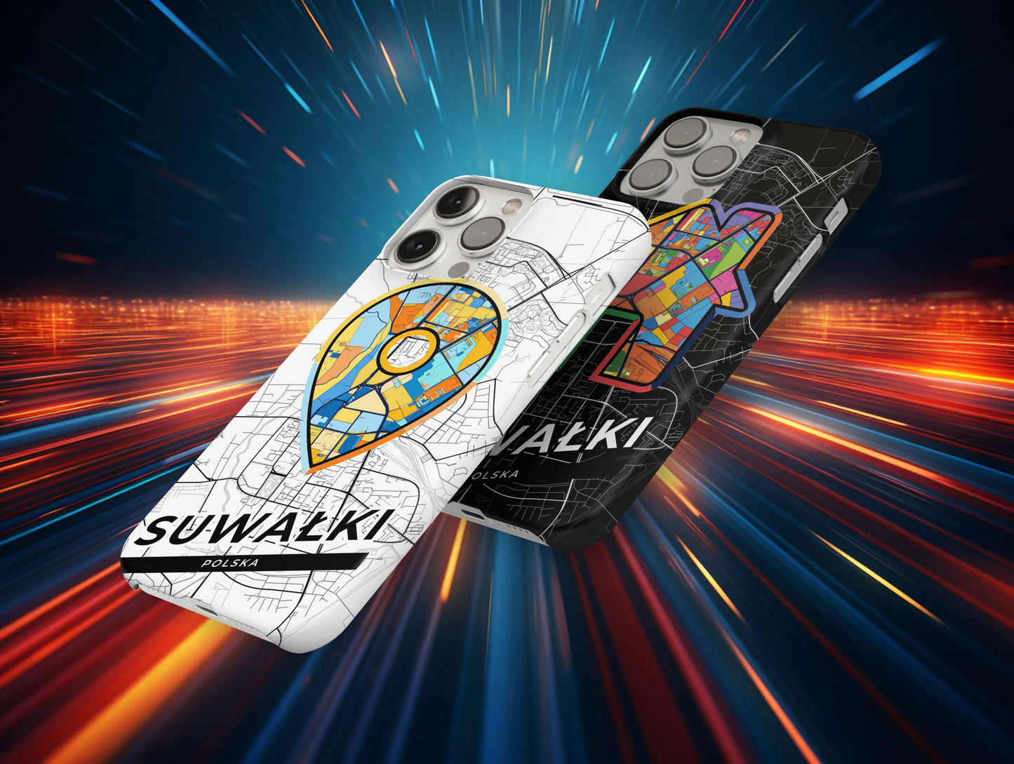 Suwałki Poland slim phone case with colorful icon