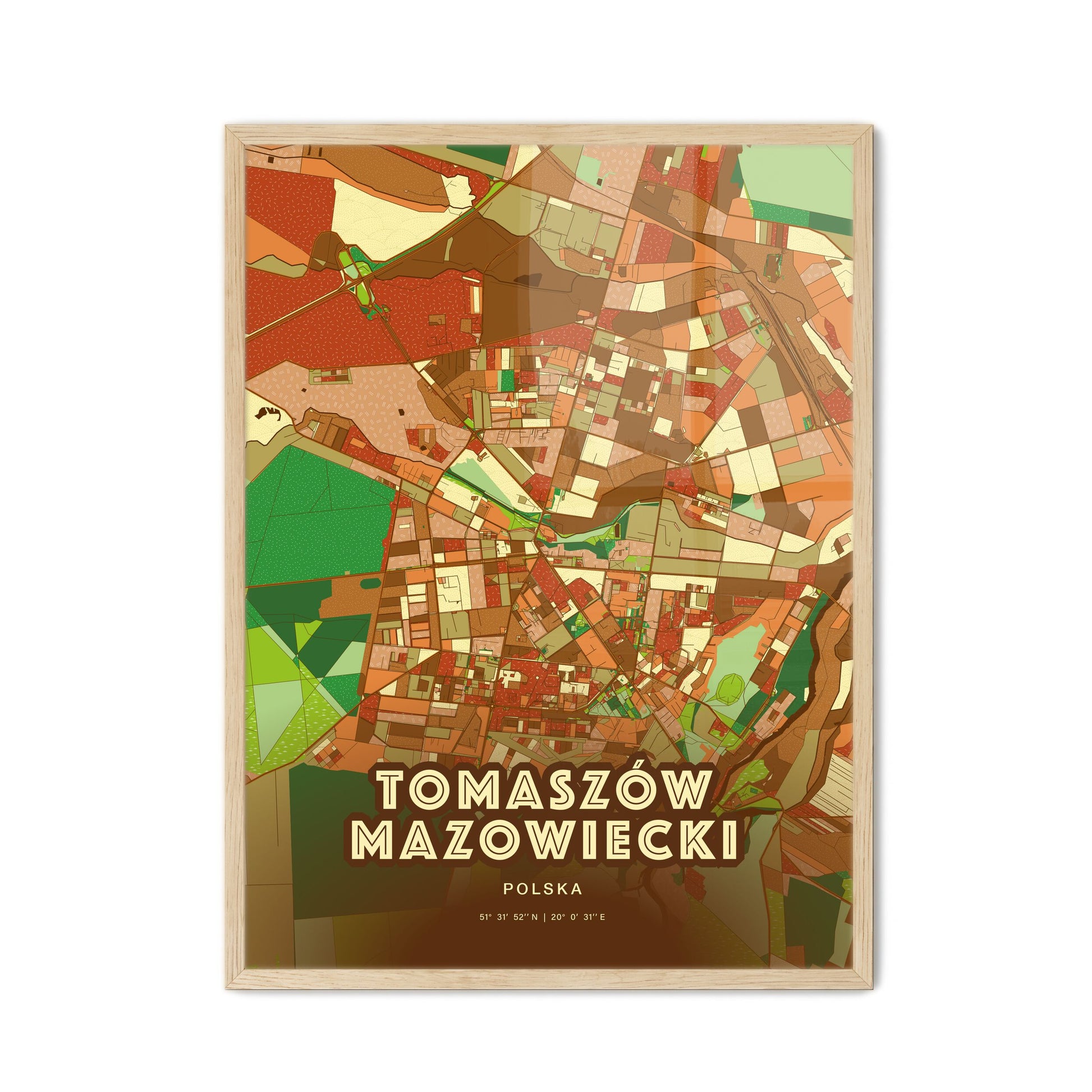 Colorful TOMASZÓW MAZOWIECKI POLAND Fine Art Map Farmhouse