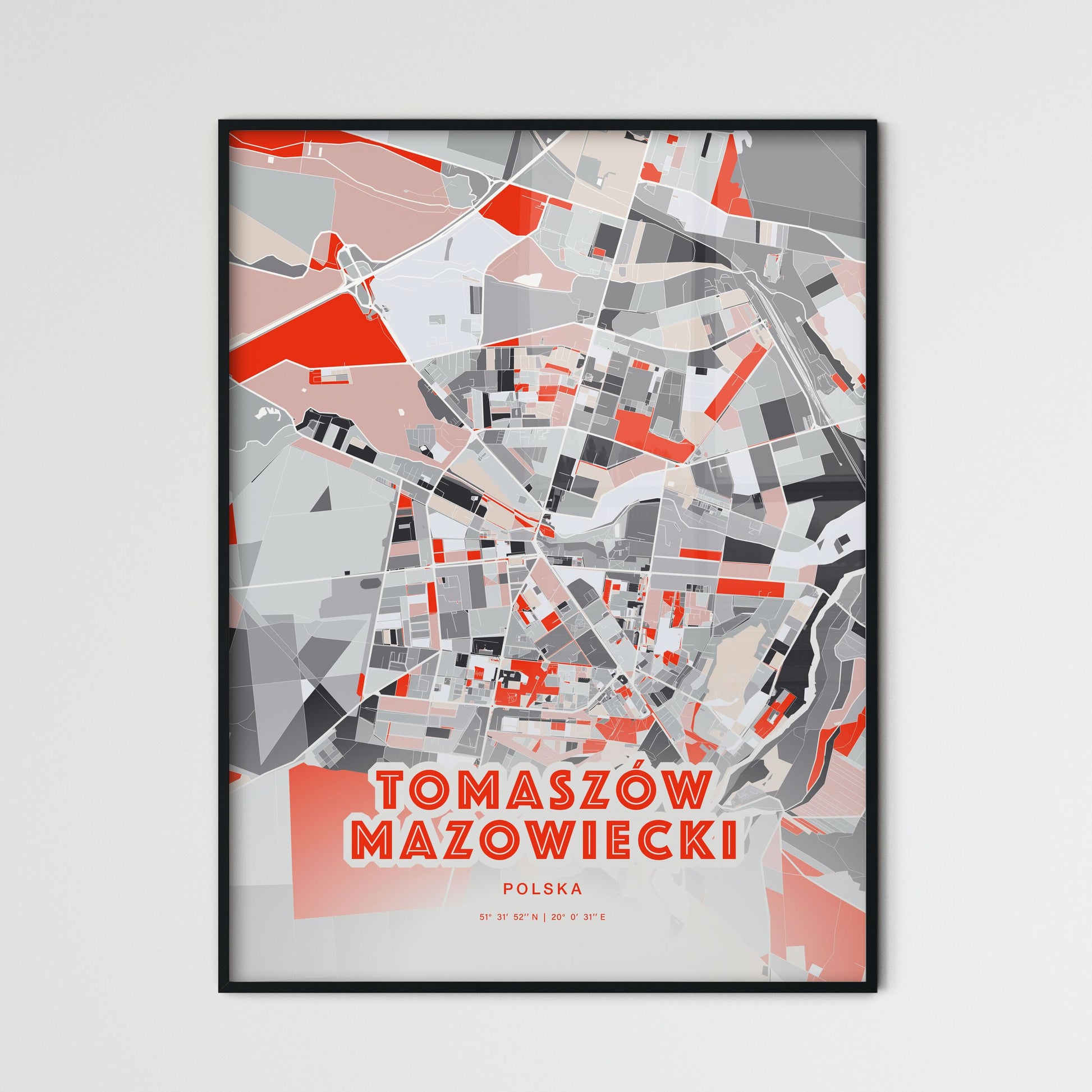 Colorful TOMASZÓW MAZOWIECKI POLAND Fine Art Map Modern