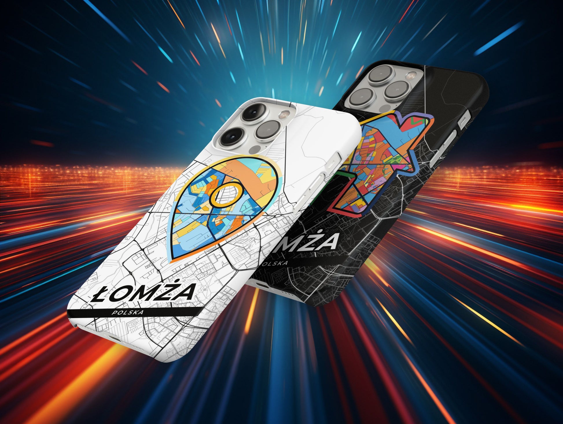 Łomża Poland slim phone case with colorful icon