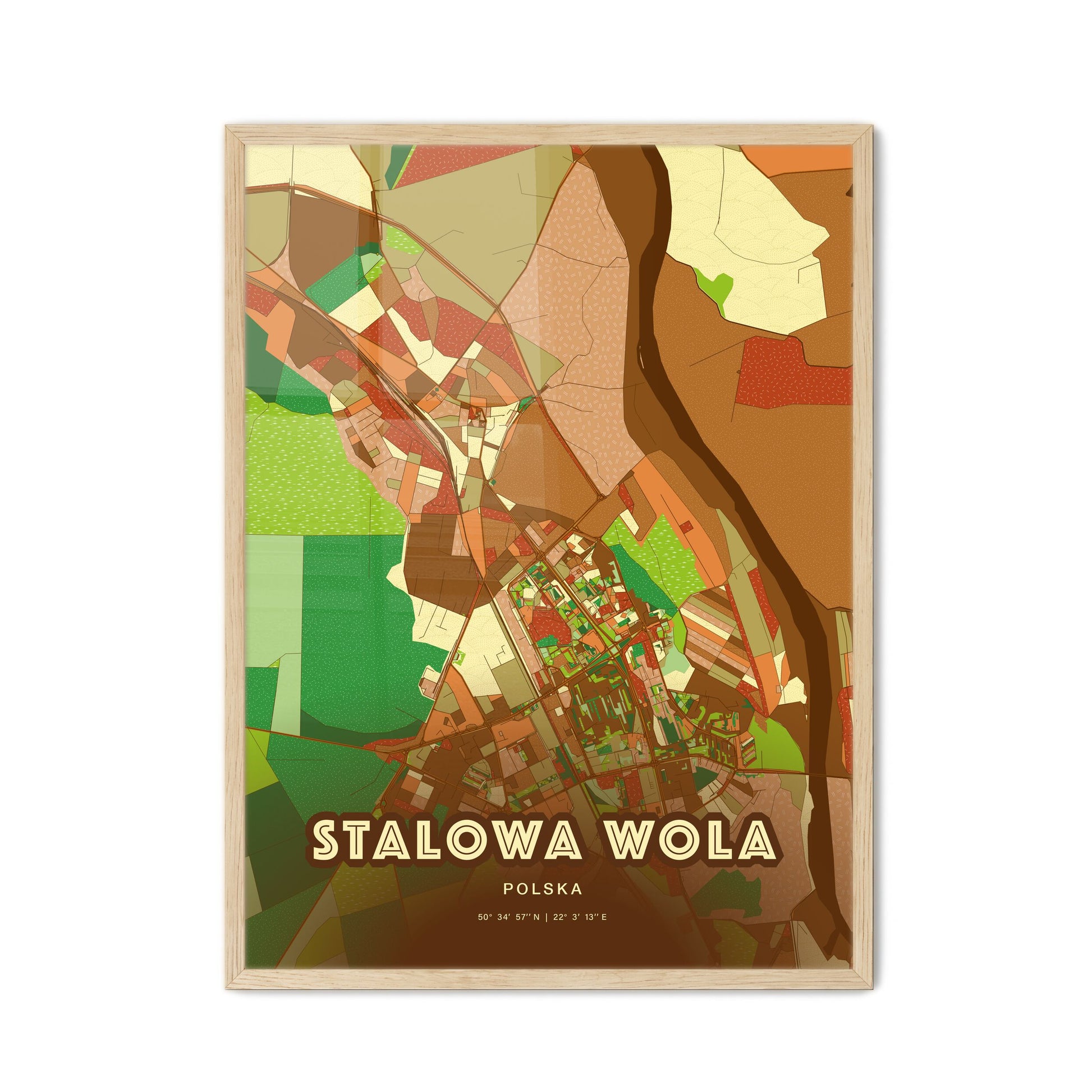 Colorful STALOWA WOLA POLAND Fine Art Map Farmhouse