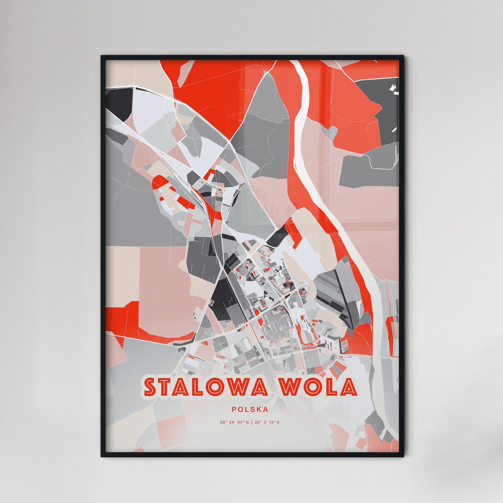 Colorful STALOWA WOLA POLAND Fine Art Map Modern