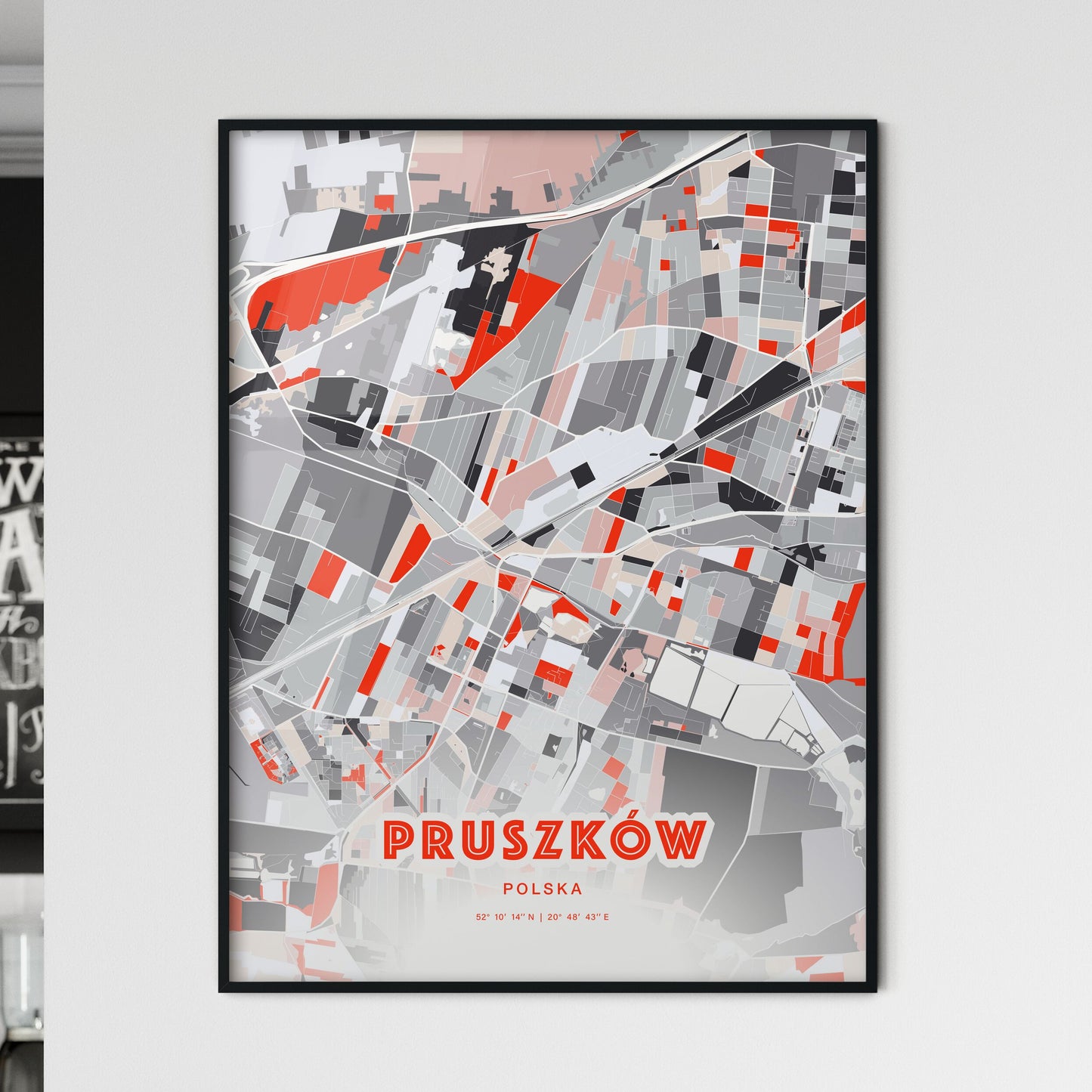 Colorful PRUSZKÓW POLAND Fine Art Map Modern