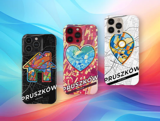 Pruszków Poland slim phone case with colorful icon. Birthday, wedding or housewarming gift. Couple match cases.
