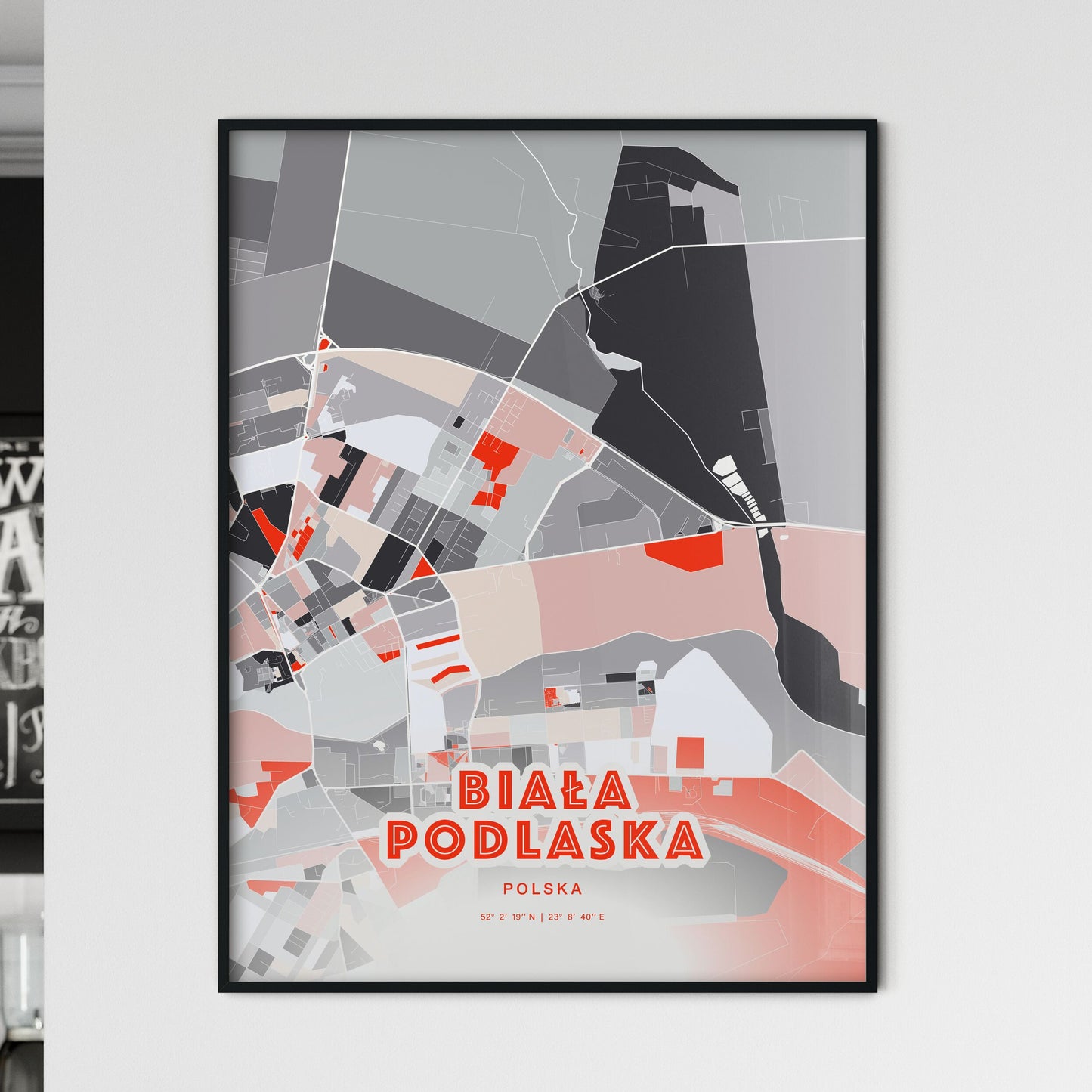 Colorful BIAŁA PODLASKA POLAND Fine Art Map Modern