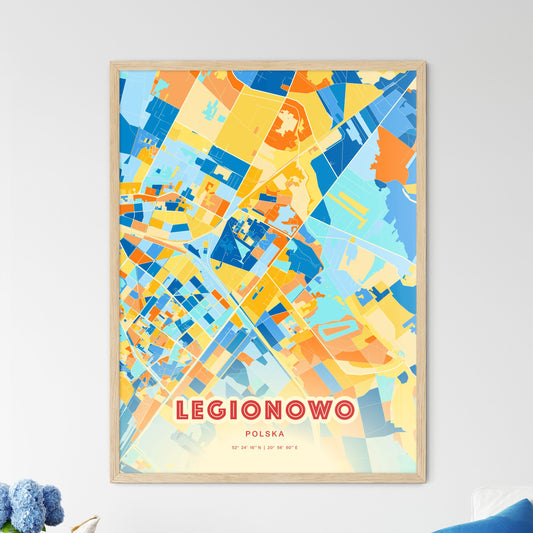 Colorful LEGIONOWO POLAND Fine Art Map Blue Orange